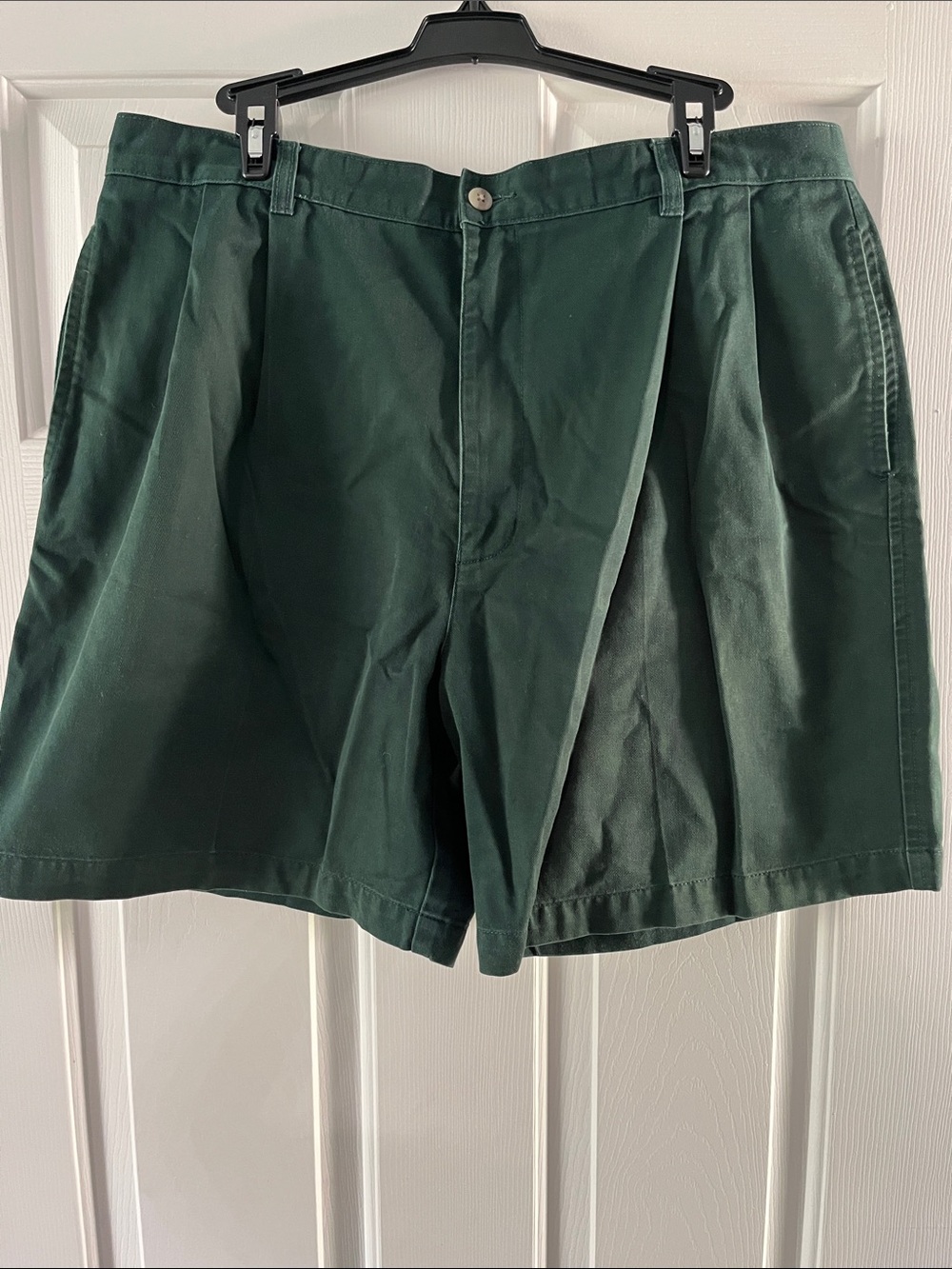 Vintage Savile Row Dark Green Pleated Chino Shorts 7” Mens Size 38